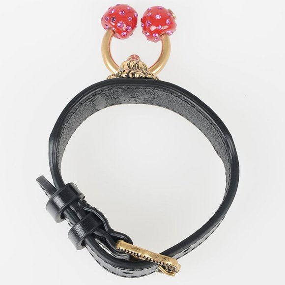 NEW Authentic GUCCI Leather and Crystals LION HEAD Bracelet - Picture 5 of 9